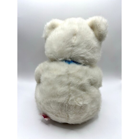Vintage Dakin White Bear Plush Stuffed Animal Blue Bow 11” Sitting Fuzzy 1990 - Picture 10 of 15